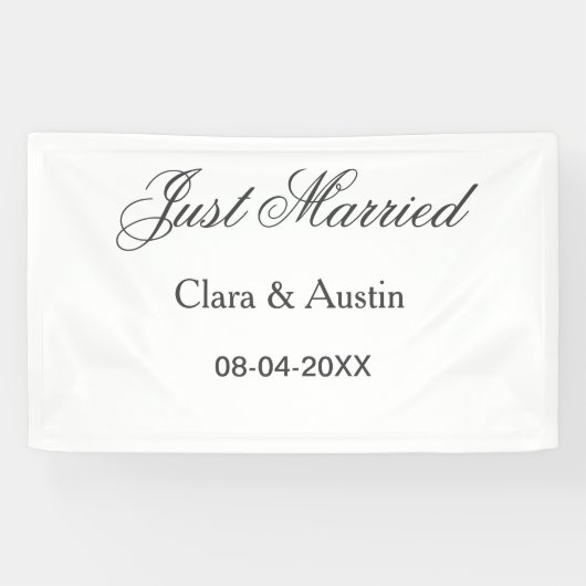 Just Married add couple name date year wedding sim 横断幕 (横)
