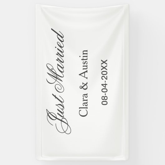 Just Married add couple name date year wedding sim 横断幕 (縦)