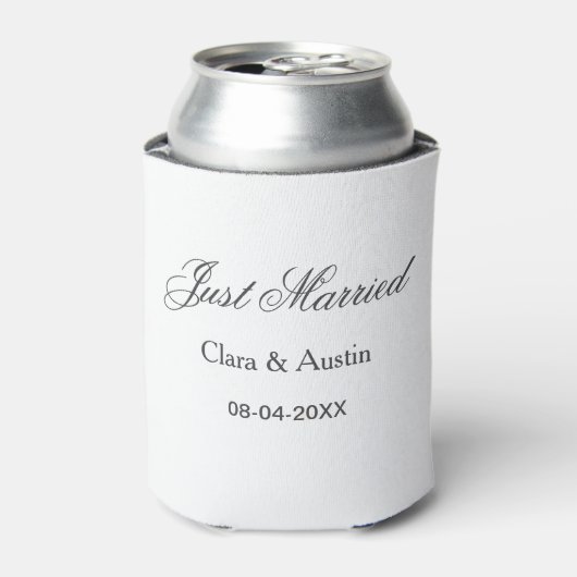 Just Married add couple name date year wedding sim 缶クーラー (缶正面)