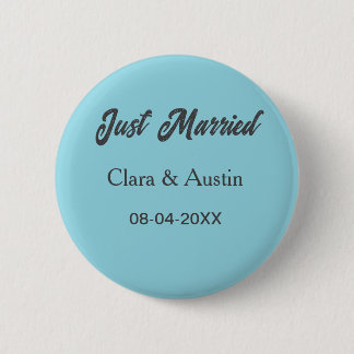 Just Married add couple name date year wedding sim 缶バッジ