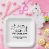 Just Married Any Year Anniversary Personalized ペーパープレート (パーティー)