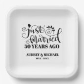 Just Married Any Year Anniversary Personalized ペーパープレート (正面)