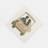 'Just Married' Bride and Groom in a Golf Cart スタンダードランチョンナプキン (角)