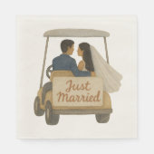 'Just Married' Bride and Groom in a Golf Cart スタンダードランチョンナプキン (正面)