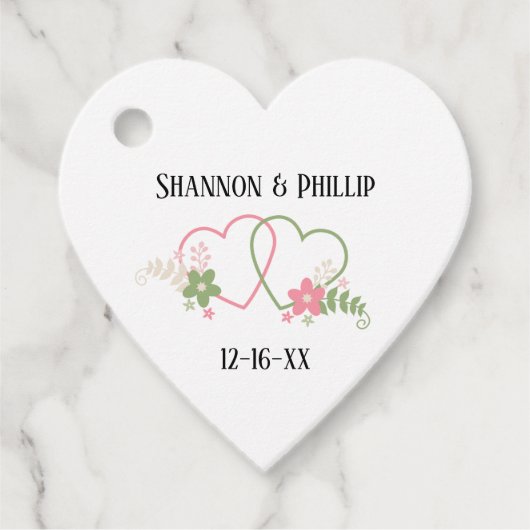 Just Married Bride & Groom Names Wedding Date フェイバータグ (正面)