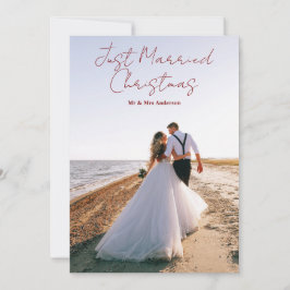 Just Married Christmas Greetings Customize Photo シーズンカード