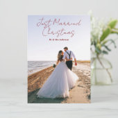 Just Married Christmas Greetings Customize Photo シーズンカード (スタンド正面)