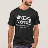Just Married Couple Personalized Wedding Name Date Tシャツ (正面)