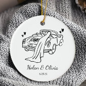 Just Married Custom Couple Names & Wedding Date セラミックオーナメント