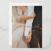 Just Married Cute Wedding Announcement Foil Card 箔招待状 (正面/裏面)