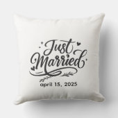 Just Married Decorative Throw Pillow with Wedding  クッション (裏面)