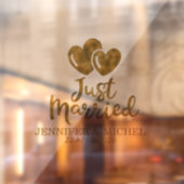 Just Married elegant gold script wedding car ウィンドウサイン (シート2)