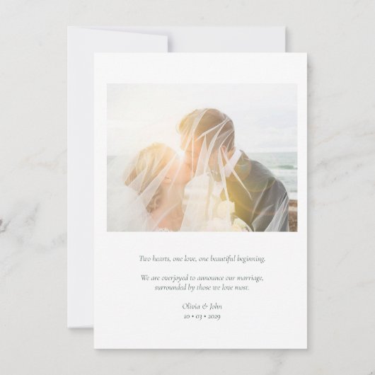 Just Married Elegant Script Photos Wedding 案内状 (裏面)