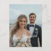 Just Married Elegant Wedding Photo Announcement ポストカード (正面)