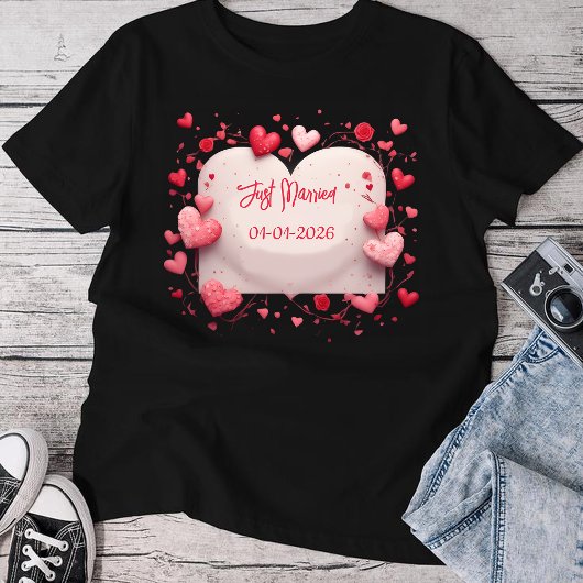 Just Married Est 2026 Wedding Wife,Custom date Tシャツ