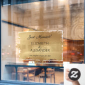 Just Married! Gold Faux Foil ウィンドウサイン (カフェ窓)