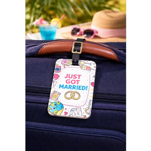 Just Married Honeymoon Luggage Tag Custom Name ラゲッジタグ