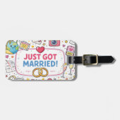Just Married Honeymoon Luggage Tag Custom Name ラゲッジタグ (正面横)