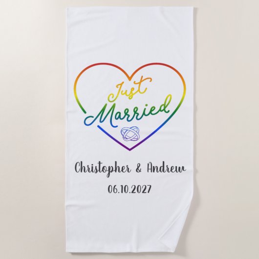 Just Married III - LGBTQ ウェディング ビーチタオル (正面)