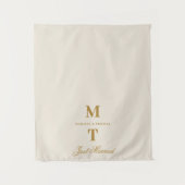 Just Married Ivory Gold Wedding Car Banner Sign タペストリー (正面)