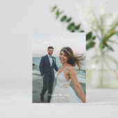 Just Married Modern Wedding Photo Announcement ポストカード (スタンド正面)