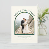 Just Married Newlywed Couple Arch Photo Christmas シーズンカード (スタンド正面)