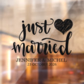 Just Married romantic black script wedding car ウィンドウサイン (シート2)