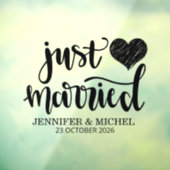 Just Married romantic black script wedding car ウィンドウサイン (シート3)