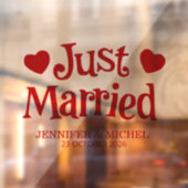 Just Married romantic red script wedding car ウィンドウサイン (シート2)