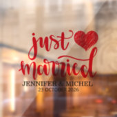 Just Married romantic red script wedding car ウィンドウサイン (シート2)