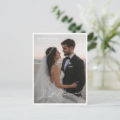 Just Married Romantic Wedding Photo Announcement ポストカード (スタンド正面)