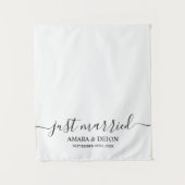 Just Married Script Fabric Car Banner Wedding Sign タペストリー (正面)
