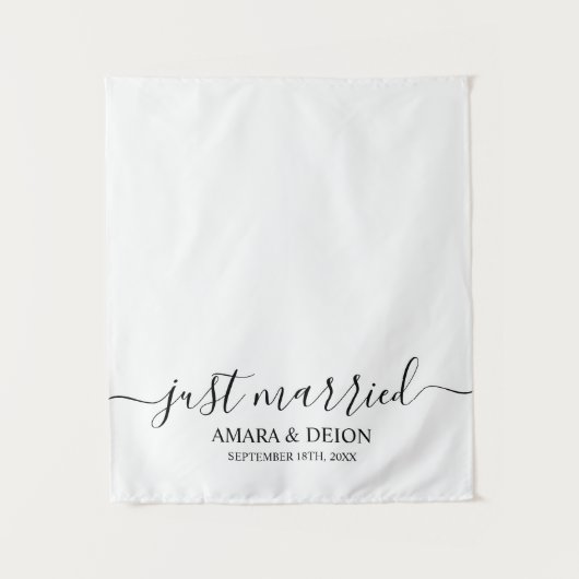 Just Married Script Fabric Car Banner Wedding Sign タペストリー (正面)