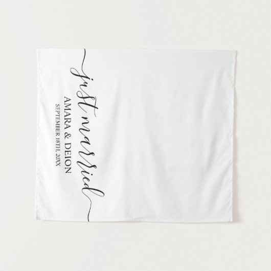 Just Married Script Fabric Car Banner Wedding Sign タペストリー (正面(横))