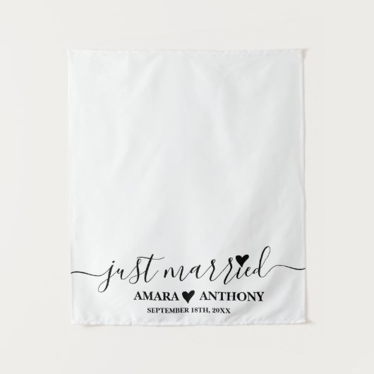Just Married Script Fabric Car Banner Wedding Sign タペストリー (正面)