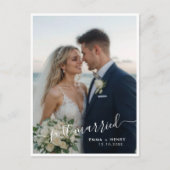 Just Married Script Wedding Photo Announcement ポストカード (正面)