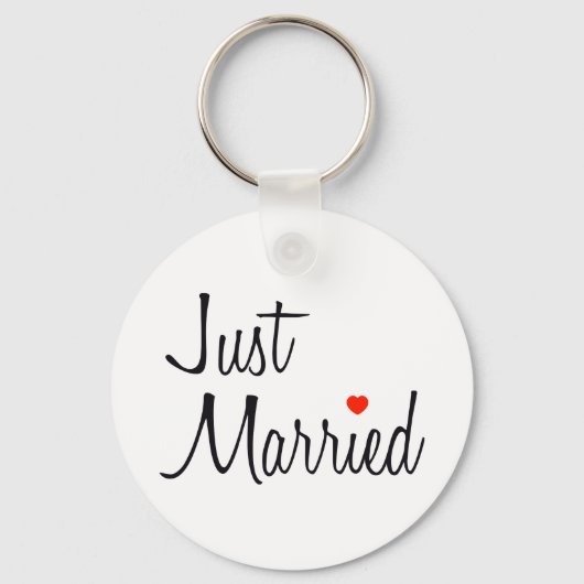 Just Married (Script With Red Heart) キーホルダー (正面)