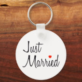 Just Married (Script With Red Heart) キーホルダー (正面)