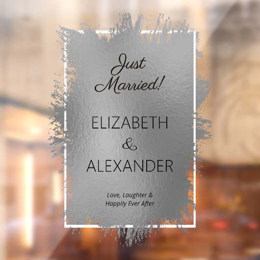 Just Married! Silver Faux Foil  Window Cling ウィンドウサイン (シート2)