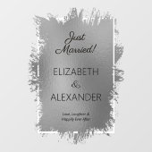 Just Married! Silver Faux Foil  Window Cling ウィンドウサイン (シート)