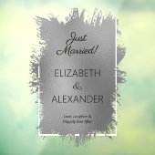 Just Married! Silver Faux Foil  Window Cling ウィンドウサイン (シート3)