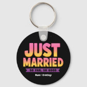 Just Married So Far So Good Funny Newlywed Couple キーホルダー (正面)