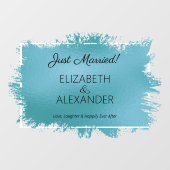 Just Married! Turquoise Faux Foil ウィンドウサイン (シート)