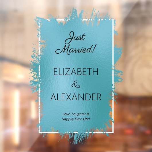 Just Married! Turquoise Faux Foil ウィンドウサイン (シート2)