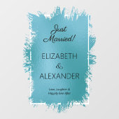 Just Married! Turquoise Faux Foil ウィンドウサイン (シート)
