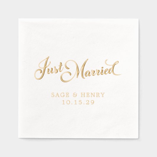 Just Married Wedding 箔ナプキン (正面)