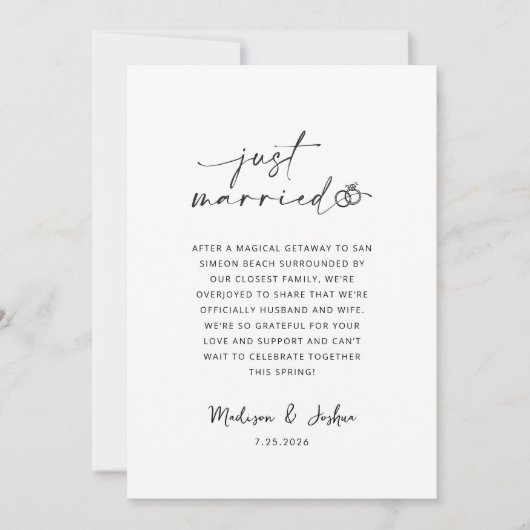 Just Married Wedding Announcement | Photo Template 招待状 (正面)