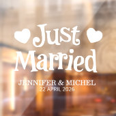 Just Married Wedding Car Window Cling with Hearts ウィンドウサイン (シート2)