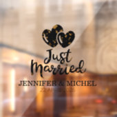 Just Married Wedding Car Window Cling with Hearts ウィンドウサイン (シート2)