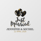 Just Married Wedding Car Window Cling with Hearts ウィンドウサイン (シート)